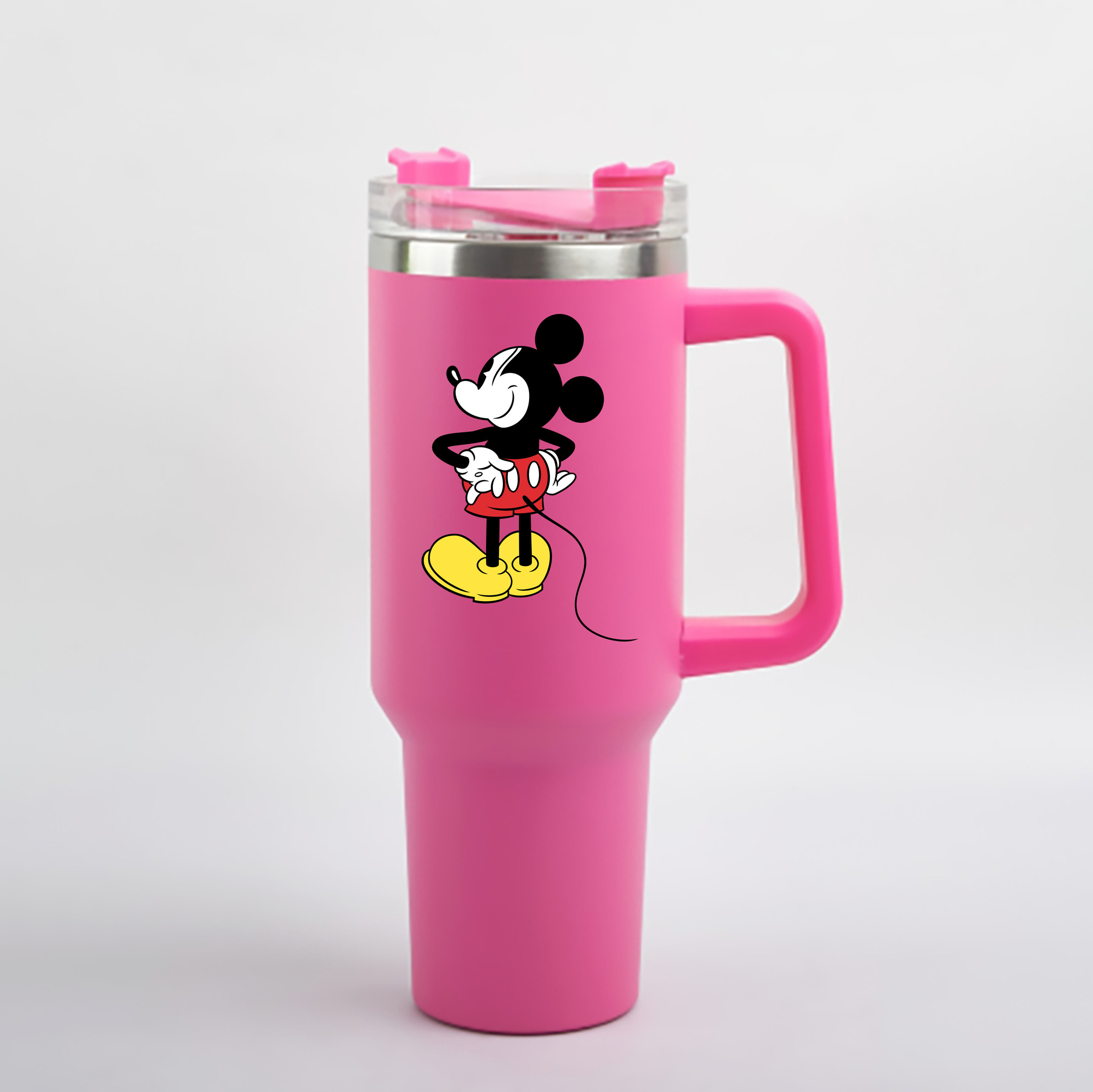 （画像用） ミッキーマウス Mickey Mouse 1200mL車用タンブラー - クリスタルステッカー（プラスチックストロー付き）